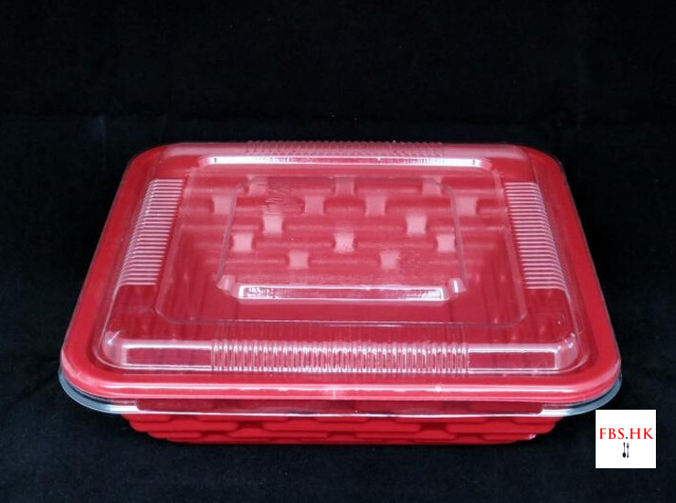 (箱/600套) 中國館飯盒 一次性彩色餐盒 KFC正方形紅色蓋澆飯盒 加厚 800-1000ml (包運送上門)