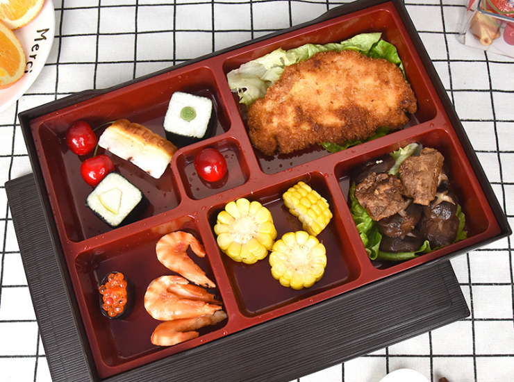 商務餐盒日式壽司餐具酒店餐廳分格飯盒快餐便當盒 大號六格
