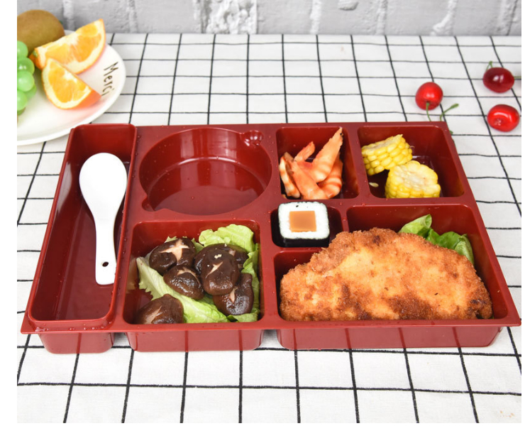 Business Lunch Box Japanese Sushi Tableware Hotel Restaurant Lunch Box Fast Food Lunch Box Large Six-Compartment