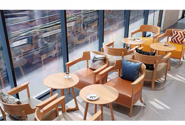 咖啡廳桌椅 烘焙書吧公司休息區洽談簡約北歐實木桌椅組合 (運費及安裝費另報) - 關閉視窗 >> 可點按圖像