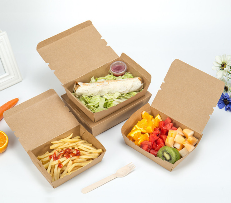 (箱/200個) 牛皮紙餐盒 一次性紙飯盒 沙拉紙盒 環保牛皮紙打包盒 (包運送上門)