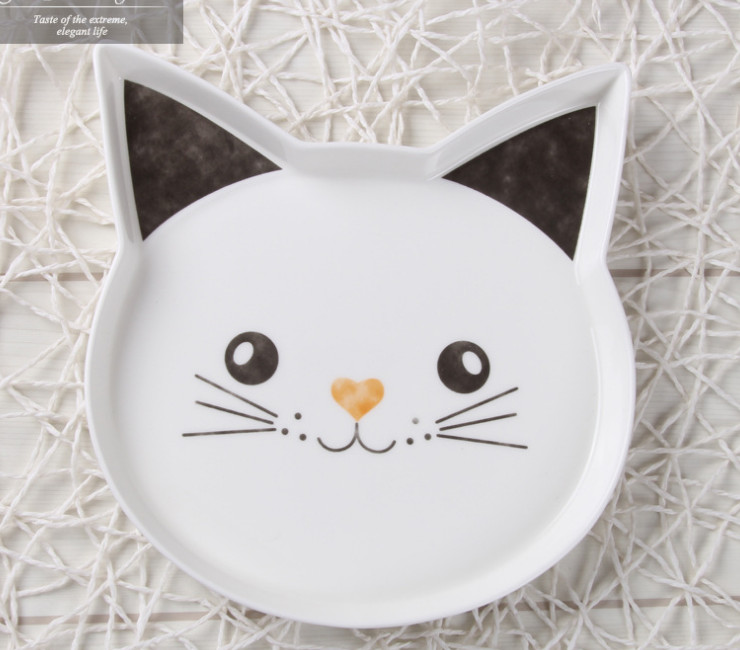 陶瓷烘焙磨具烤盤 可愛貓咪狐狸淺式西點創意西餐盤子陶瓷焗飯盤披薩盤烘焙模具批發