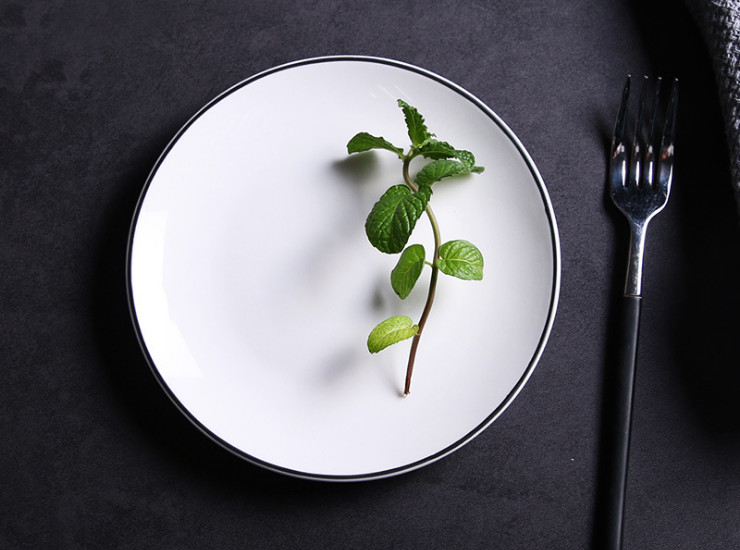 陶瓷黑線6英吋盤 歐式圓盤創意西餐盤家用骨碟菜碟子餐具碗盤碟