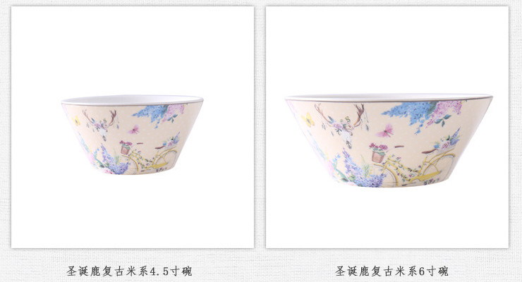 陶瓷骨瓷碗勺 歐式鄉村花鳥骨瓷麵碗沙拉碗 復古創意陶瓷湯碗水果碗套裝批發
