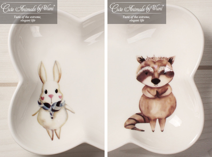 陶瓷骨瓷碟子 可愛動物卡通創意北歐歐式陶瓷醬油佐料調味碟 骨瓷禮品套裝
