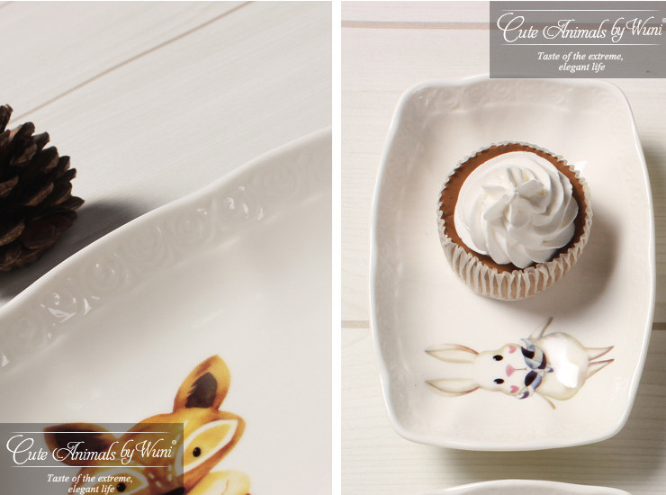 陶瓷骨瓷碟子 可愛動物卡通創意北歐歐式陶瓷醬油佐料調味碟 骨瓷禮品套裝