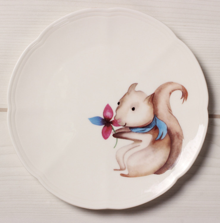 陶瓷骨瓷碟子 可愛創意卡通西餐盤子 高檔餐具套裝歐式骨瓷甜點點心盤平盤