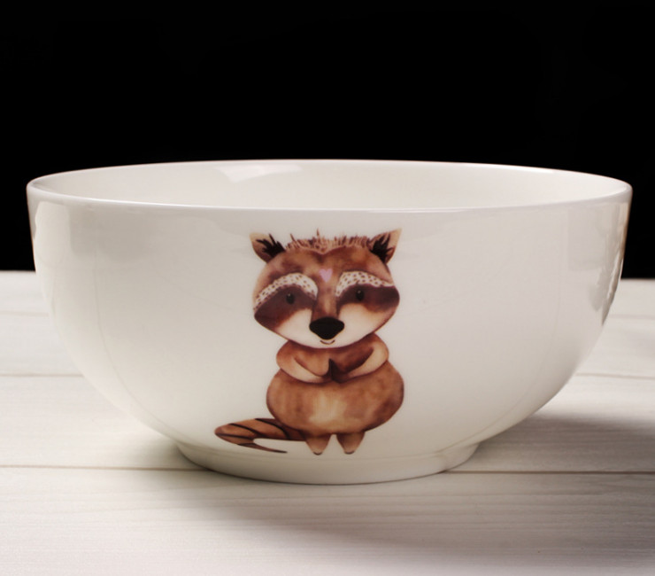 陶瓷骨瓷碗勺 6寸卡通動物創意陶瓷碗骨瓷米飯色拉碗泡麵碗湯碗餐具套裝批發