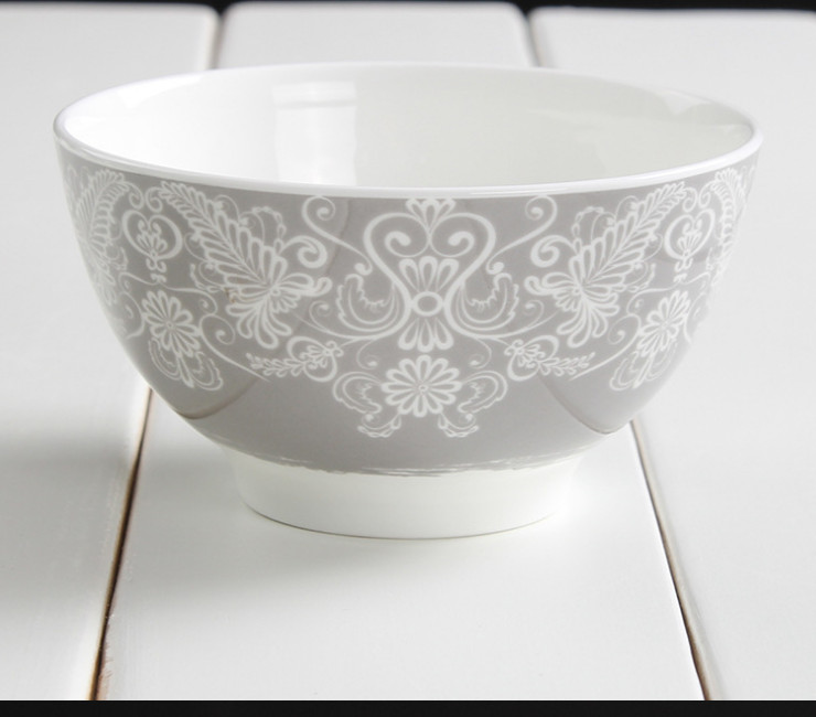陶瓷骨瓷碗勺 歐式簡約陶瓷碗 創意時尚藝術骨瓷米飯碗色拉碗禮品餐具套裝批發