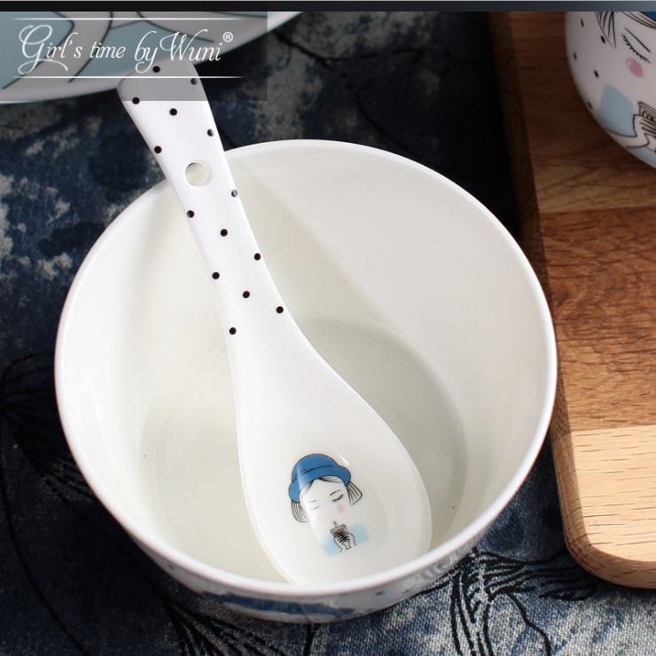 陶瓷骨瓷碗勺 北歐歐式高檔創意高骨瓷陶瓷碗純色小清新精品禮品瓷