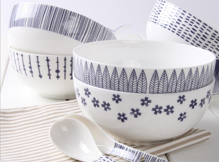 陶瓷骨瓷碗勺 北欧风格创意6寸家用陶瓷碗骨瓷色拉碗泡面碗汤碗餐具套装批发