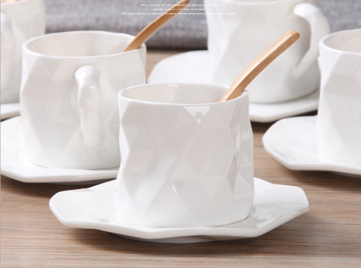 陶瓷骨瓷咖啡杯碟勺 欧式高档创意骨瓷咖啡杯碟子 主题咖啡厅纯白陶瓷高骨瓷套装批发