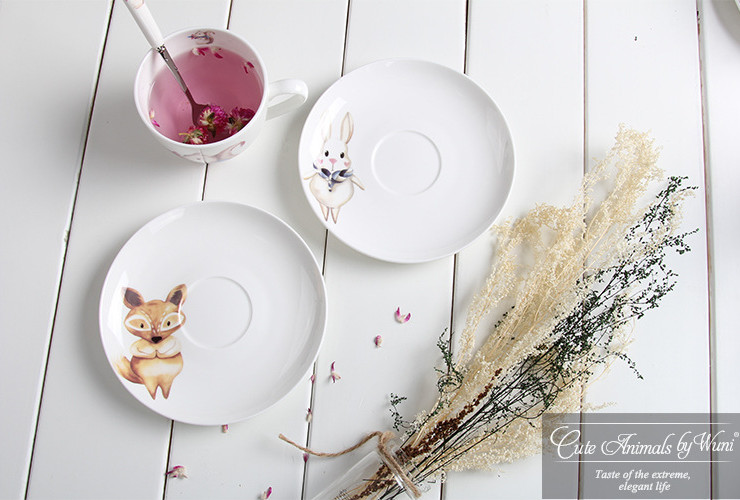 陶瓷骨瓷咖啡杯碟 可愛卡通創意歐式咖啡廳陶瓷花茶咖啡杯碟勺骨瓷禮品套裝