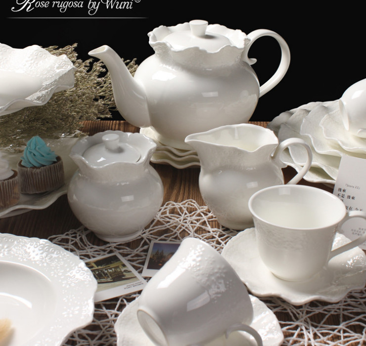 陶瓷骨瓷咖啡杯碟 歐式高檔花紋下午茶陶瓷咖啡杯碟 英式簡約骨瓷杯碟禮品套裝