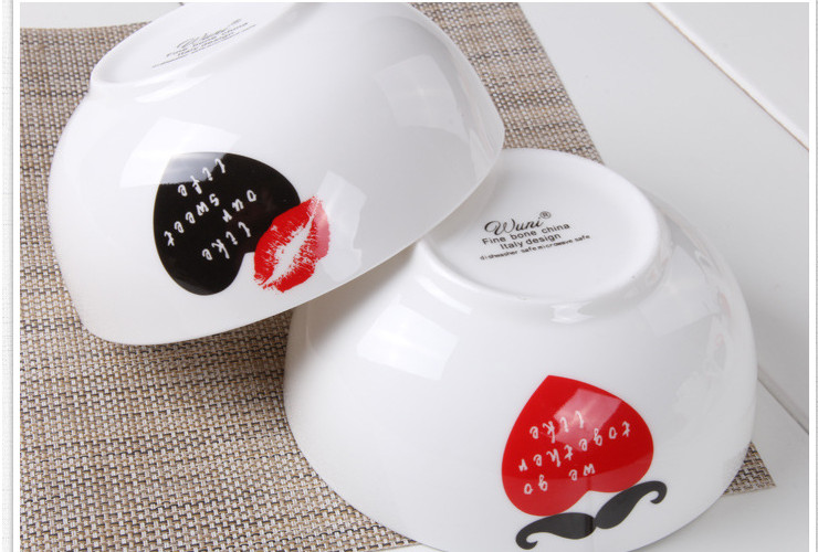 陶瓷骨瓷碗勺 西式陶瓷飯碗骨瓷6寸米飯沙拉碗泡麵湯碗情侶餐具套裝婚慶禮品