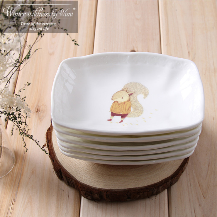 陶瓷骨瓷碟子 可愛卡通創意歐式餐廳陶瓷醬油佐料調味碟 骨瓷點心餐具套裝