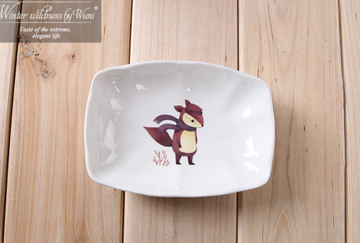 陶瓷骨瓷碟子 可愛卡通創意歐式餐廳陶瓷醬油佐料調味碟 骨瓷點心餐具套裝