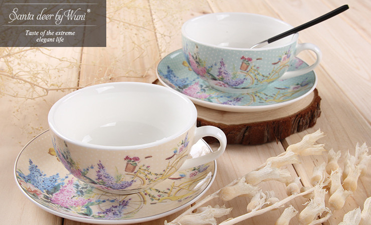 Ceramic Bone Porcelain Set Original Single Exit High Bone Porcelain European Pastoral Style Single Flower Fruit Tea Set Cup Pot