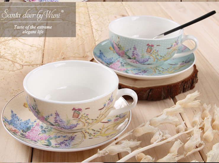 Ceramic Bone Porcelain Set Original Single Exit High Bone Porcelain European Pastoral Style Single Flower Fruit Tea Set Cup Pot