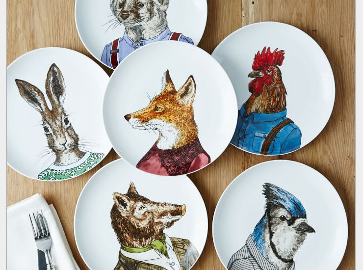 陶瓷骨瓷西餐盤 創意森林宴會動物骨瓷餐盤 歐式個性西餐盤牛排陶瓷盤子