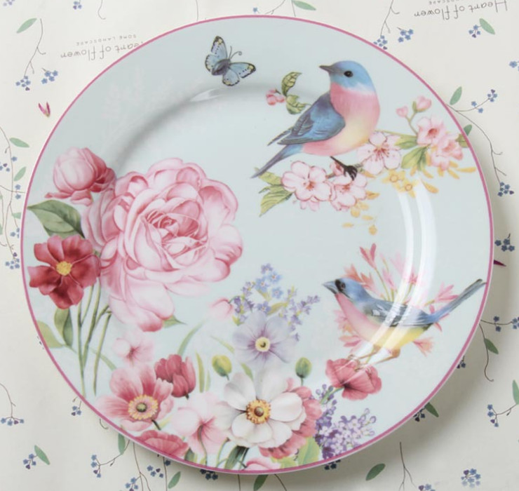 陶瓷骨瓷西餐盤 歐式高檔骨瓷花卉盤子牛排盤 創意餐廳平盤西餐盤點心盤