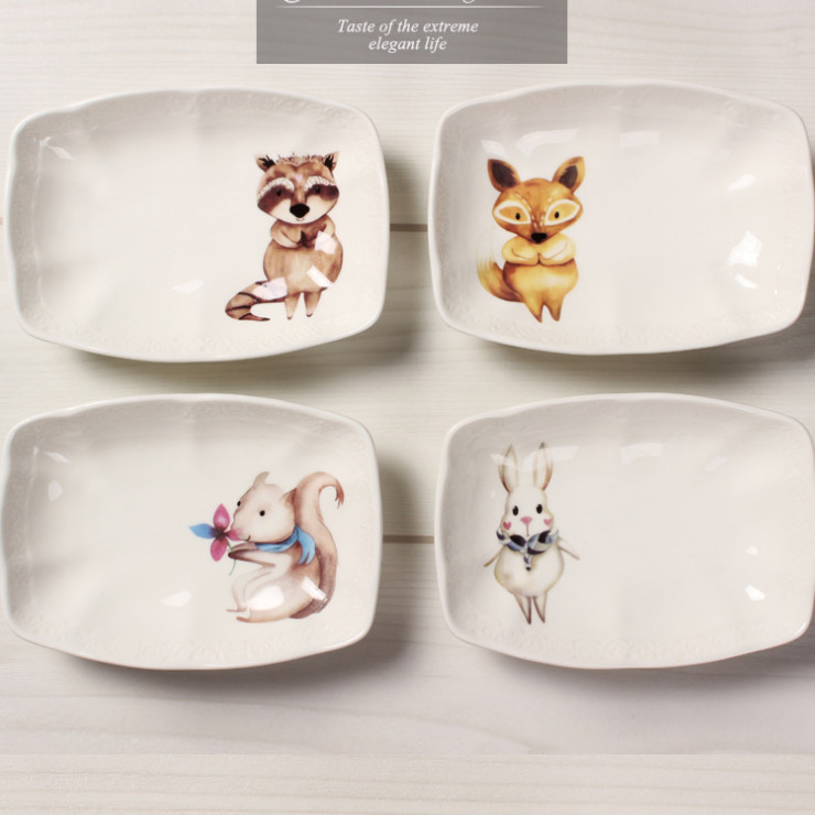陶瓷骨瓷碟子 可愛動物卡通創意動物四件套佐料調味碟北歐骨瓷禮品餐具套裝 - 關閉視窗 >> 可點按圖像