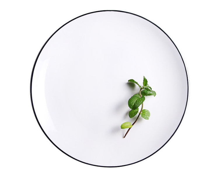 陶瓷餐具盤子家用魚盤創意手繪黑線10英吋西餐盤