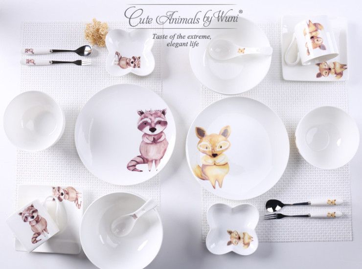 陶瓷餐具套裝 9頭北歐可愛創意陶瓷 高檔餐具套裝 骨瓷碗盤杯碟情侶結婚禮物