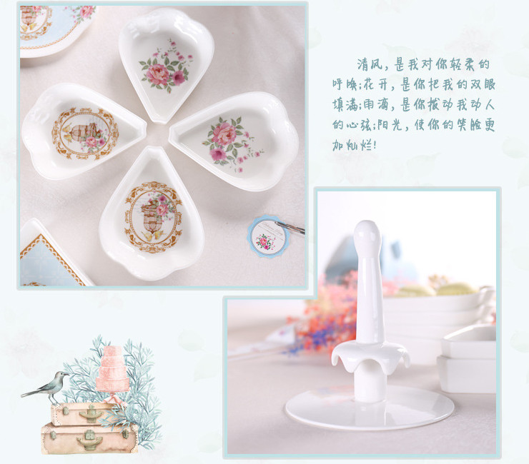 陶瓷餐具套裝 散批歐式餐廳高檔陶瓷餐具套裝 西點咖啡廳層盤烘焙蛋糕盤碗杯碟禮品