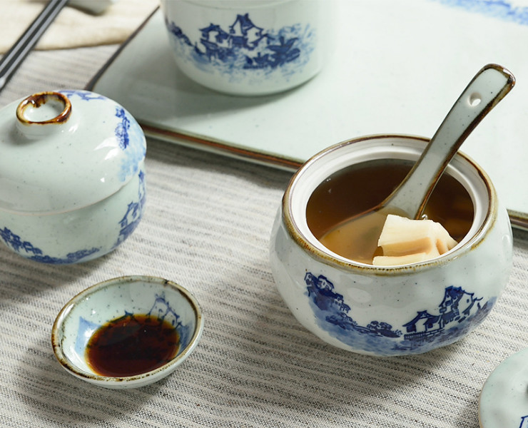中式陶瓷帶蓋碗酒店會所西餐廳火鍋店壽司煲湯燉蛋盅