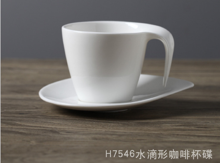 咖啡杯碟套裝 陶瓷創意 歐式咖啡杯純白 簡約咖啡杯
