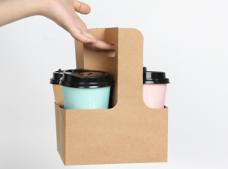 (Instant-pick Handled Cup Holder Ready Stock) (Box/500 Pcs) Coffee Milk Tea Takeaway Portable Cup Holder Packed Cup Holder 2 Cups 4 Cups Free Combination