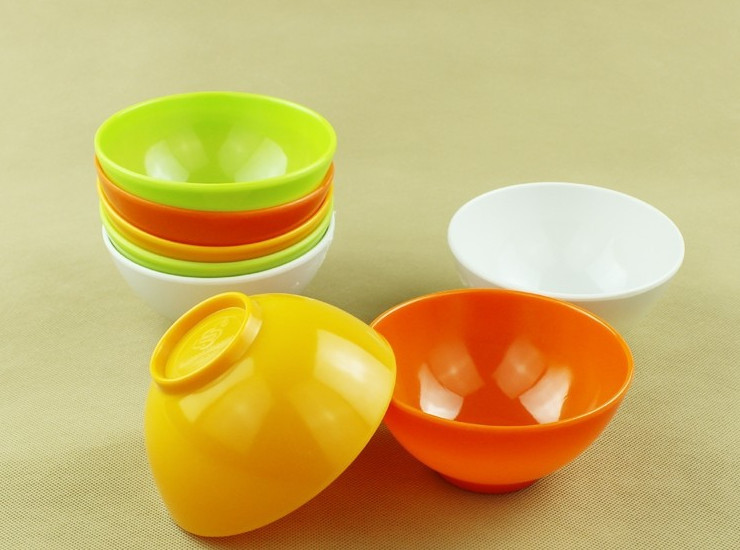 彩色碗塑料碗湯麵碗密胺碗仿瓷餐具兒童白綠橙黃色碗11.5cm