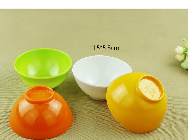 彩色碗塑料碗湯麵碗密胺碗仿瓷餐具兒童白綠橙黃色碗11.5cm