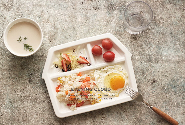 創意陶瓷兒童分隔盤早餐小吃點心四格拼盤 餐廳幼兒園