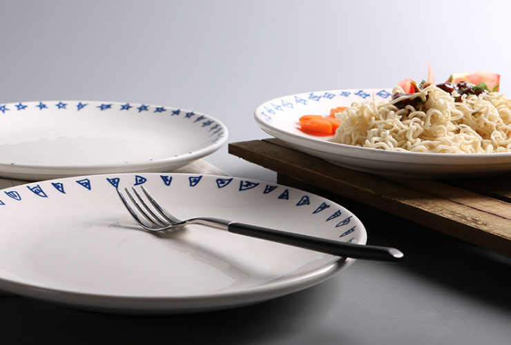 創意 手繪陶瓷盤子批發 家用菜盤果盤 中式陶瓷餐具 圓形早餐盤