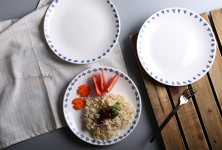 創意 手繪陶瓷盤子批發 家用菜盤果盤 中式陶瓷餐具 圓形早餐盤