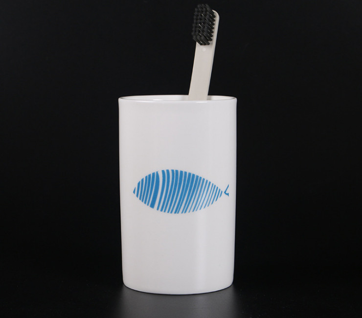 创意漱口陶瓷杯子刷牙口缸洗漱情侣水杯 圆形早餐杯 (多款)