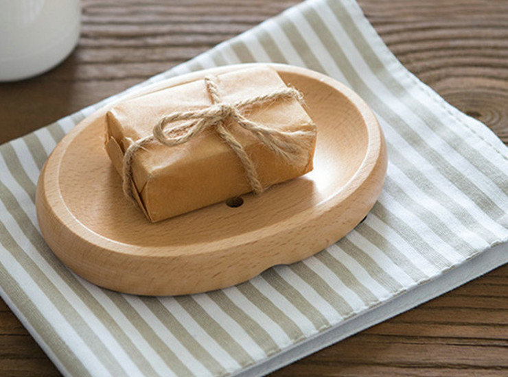 创意天然木制香皂盒 手工皂盒百货榉木肥皂盒木质古皂盒 (4款)
