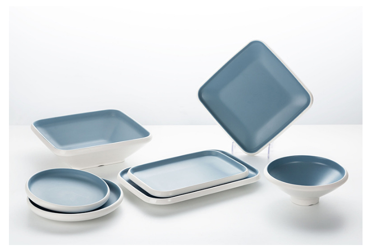 Creative Nordic Style Imitation Porcelain Square Dish Hotel Dish Shaped Bowl Melamine Commercial Tableware (Multiple Styles & Sizes)