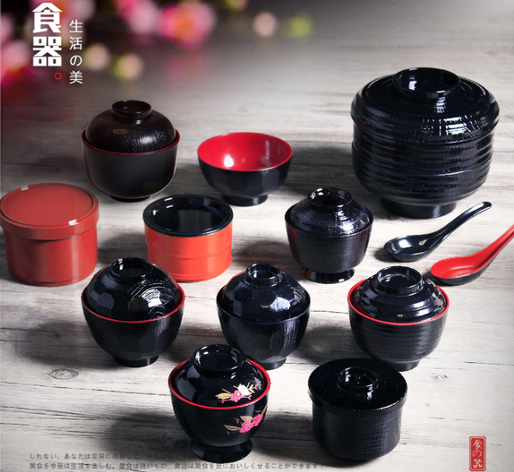 創意湯碗日式帶蓋麵碗商用防燙仿瓷湯盅泡麵碗日韓料理塑料小餐碗 (多款多尺寸)
