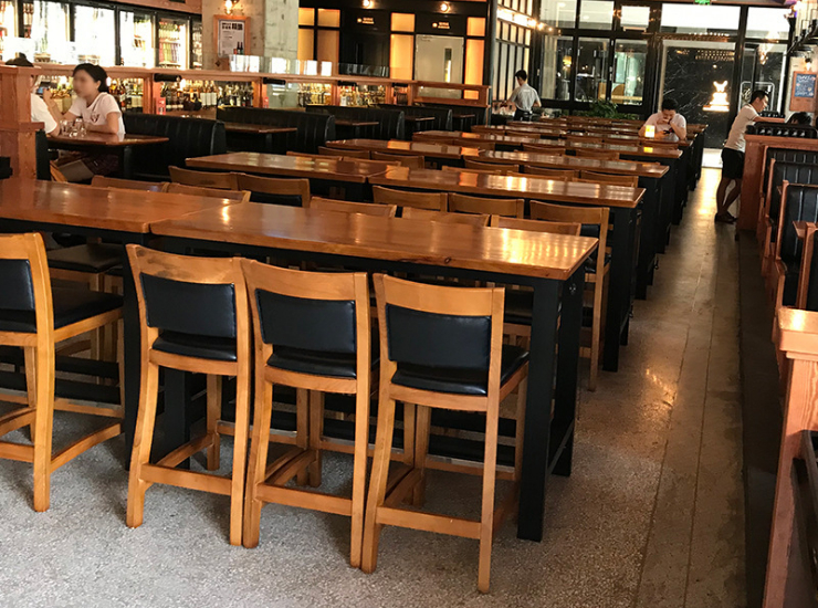 (订制) 酒吧桌椅实木北欧现代简约餐厅咖啡厅靠背高脚椅高吧凳 (运费及安装费另报)