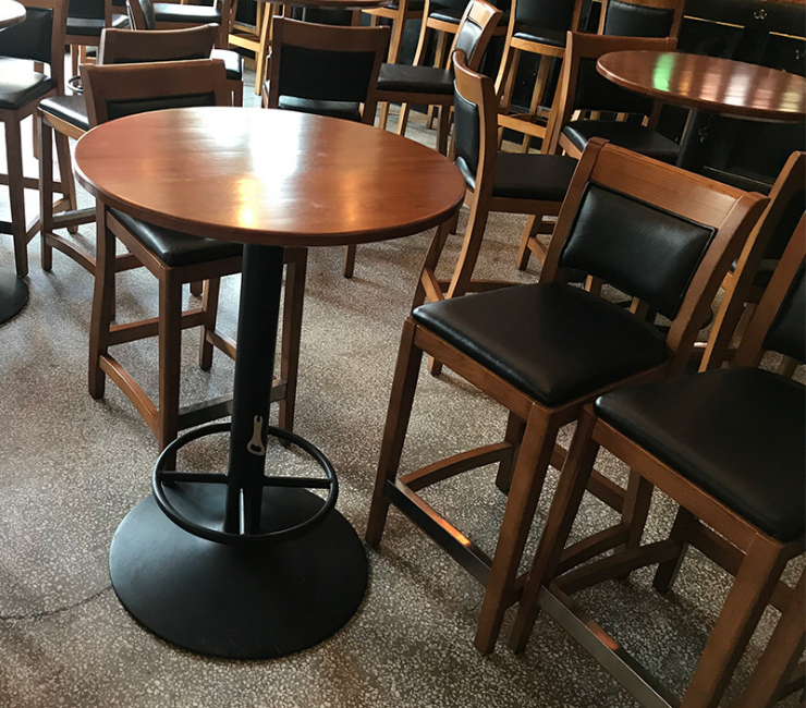 (訂製) 酒吧桌椅實木北歐現代簡約餐廳咖啡廳靠背高腳椅高吧凳 (運費及安裝費另報)
