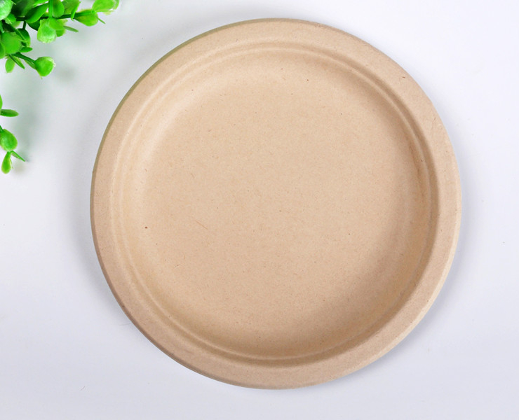 (Instant Pick Eco-fiendly Biodegradable Straw Pulp Round Plate Ready Stock) (Box/1000 pcs) Disposable 6/7/9/10/12-inch Biodegradable Small Round Plate Dessert Plate Fruit Cake Plate