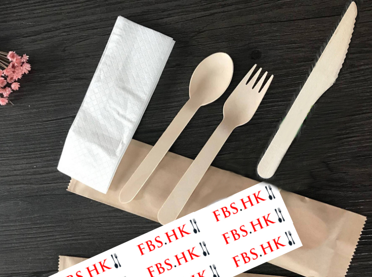 (Instant-pick Paper-wrapped Cutlery Set Ready Stock) (Box/500 Sets) Disposable Kraft Paper-wrapped Packaging Wooden Knife Fork Spoon Tissue Cutlery Set