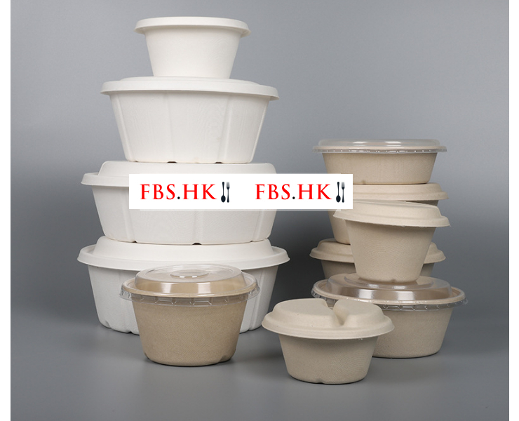 (Ready Biodegradable Pulp Bowl In Stock) (Box/300 Sets) Disposable Round Biodegradable Pulp Takeaway Packaging Round Bowl Environmental Round Box Environmental Round Noodle Bowl