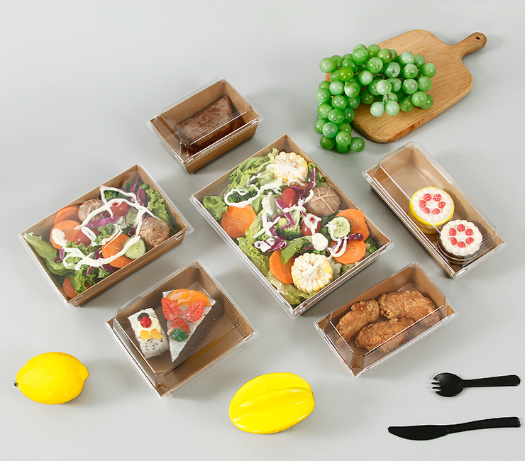 一次性三明治打包外卖盒 甜品小食包装盒 寿司盒子外卖牛皮纸餐盒 (包运送上门)