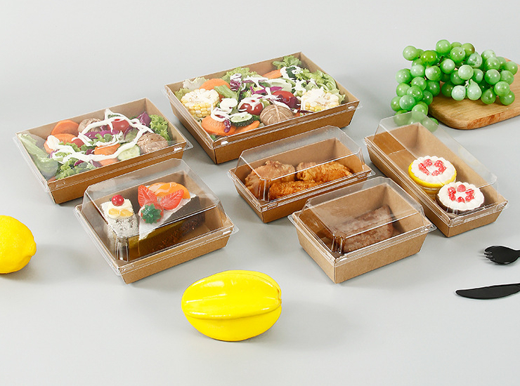Disposable Sandwich Packaging Takeaway Box Dessert Snacks Packaging Box Sushi Box Takeaway Kraft Paper Lunch Box (Door Delivery Included)