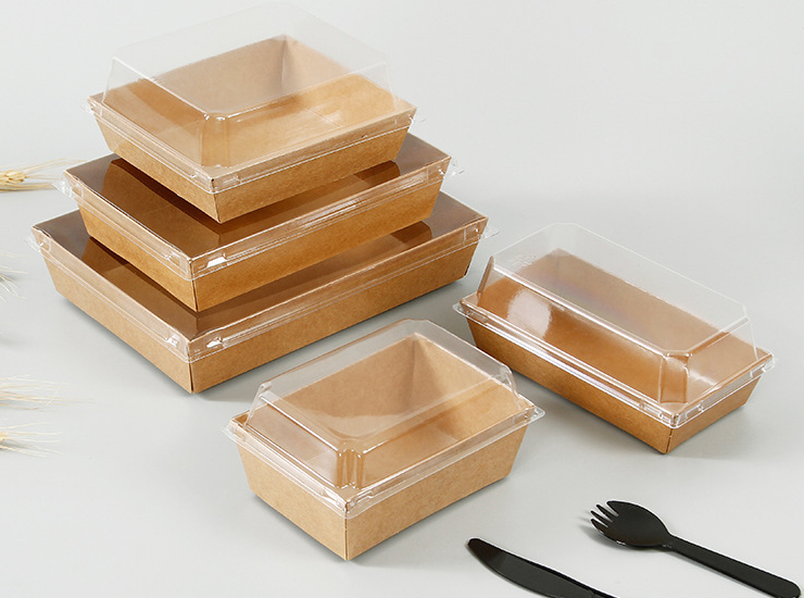 一次性三明治打包外卖盒 甜品小食包装盒 寿司盒子外卖牛皮纸餐盒 (包运送上门)