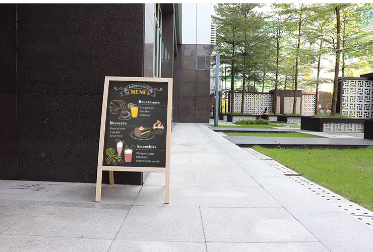 (即取店舖宣傳廣告黑板現貨) 雙面磁性黑板 立式支架創意廣告黑板 餐廳花店零售店舖用告示黑板 95x53cm